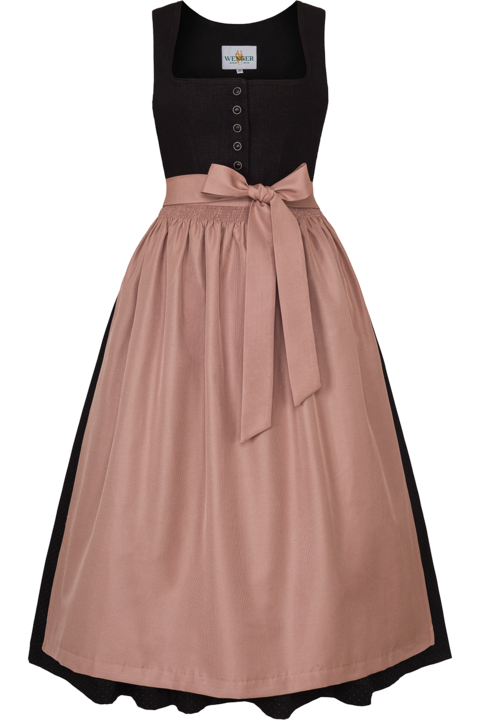 Leinendirndl lang schwarz rose