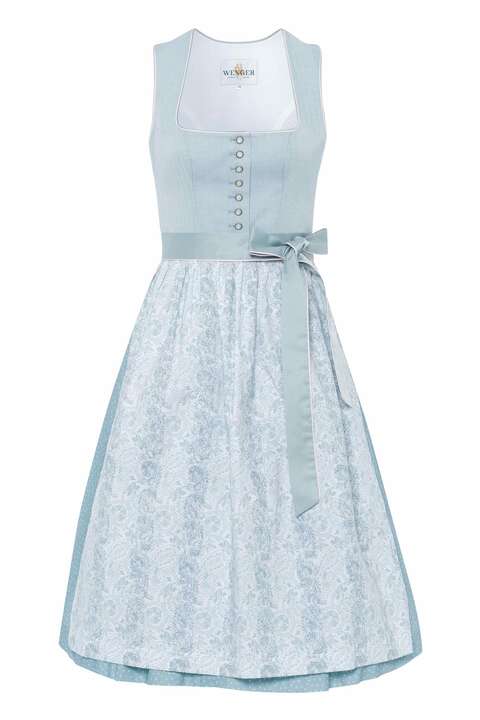 Dirndl lang mit Paisleymuster hellblau