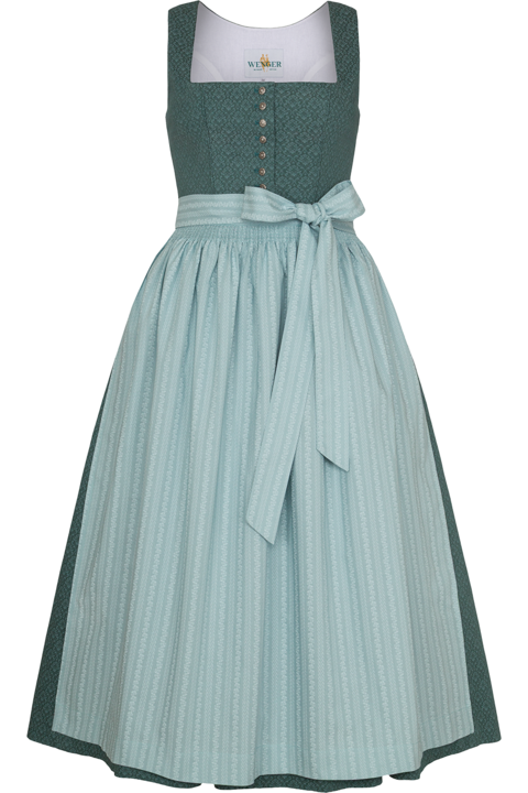 Dirndl lang aus Baumwolle mit eckigem Ausschnitt salbei/mint
