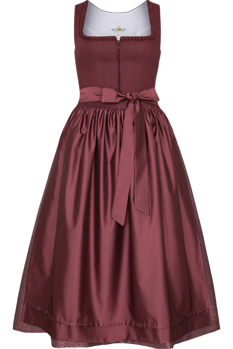 Dirndl lang aus Leinen-Baumwoll-Mix weinrot