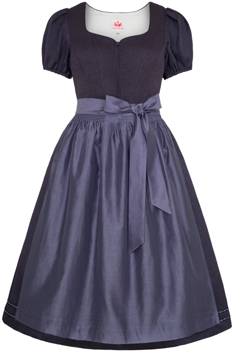 Midi-Dirndl mit rmeln dunkelblau