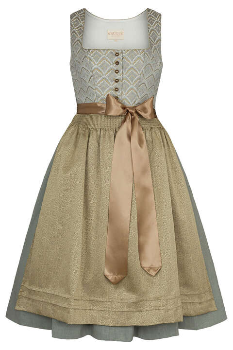 Midi-Dirndl hellgrau-blau gold