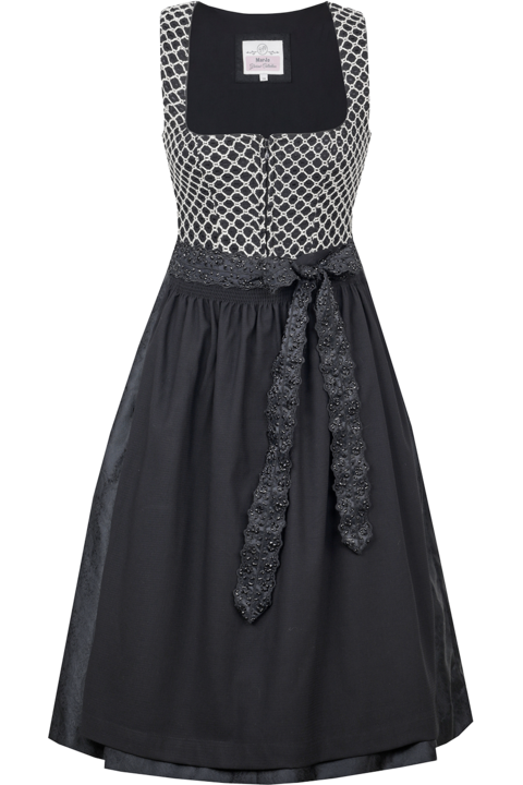 Midi-Dirndl mit eckigem Ausschnitt und Hkelspitze schwarz