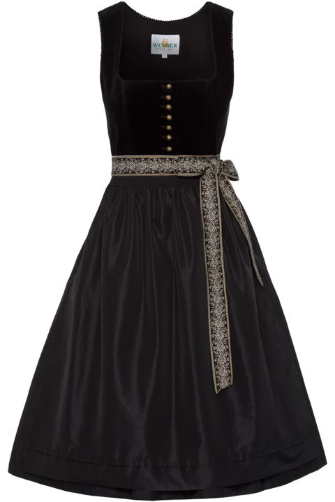 Midi-Samtdirndl schwarz