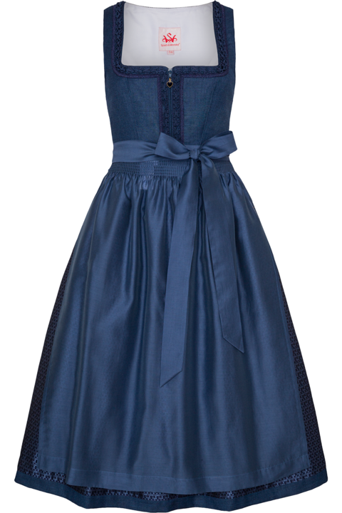 Midi-Dirndl gerader Ausschnitt mit Reiverschluss blau