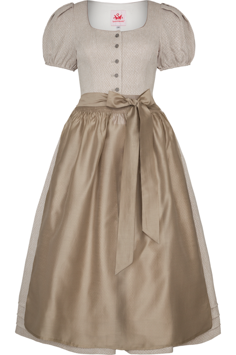 Damen Dirndl mit Herzausschnitt und Puffrmeln beige