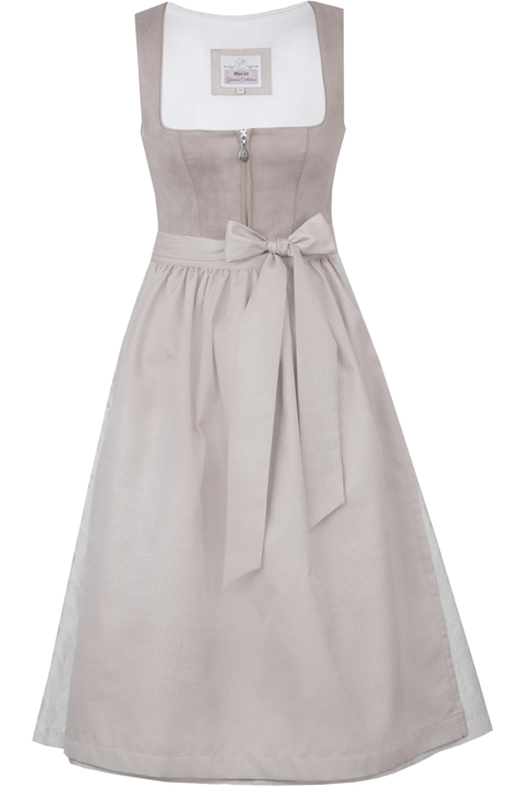 Midi-Dirndl einfarbig mit Veloursoberteil taupe