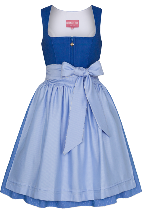 Mini-Dirndl mit Leinen und Herzausschnitt blau