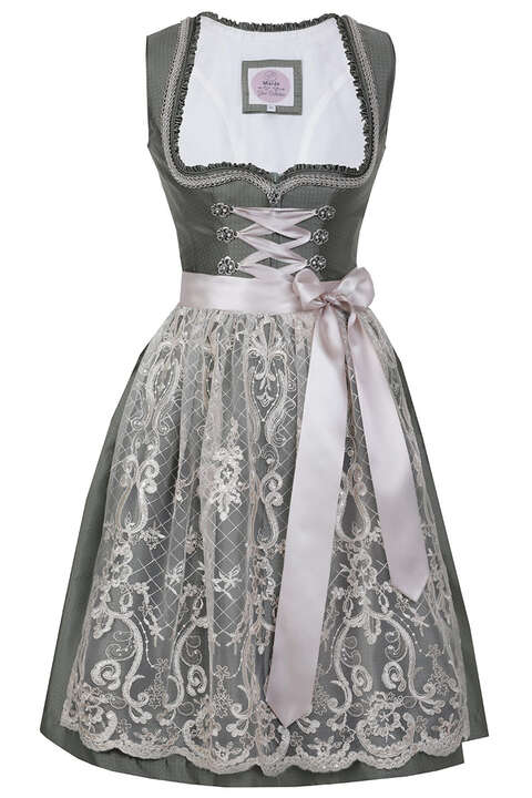 Mini Dirndl mit transparenter Spitzen-Schrze grn