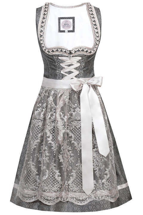 Dirndl Mini mit Schrze aus Spitze anthrazit taupe