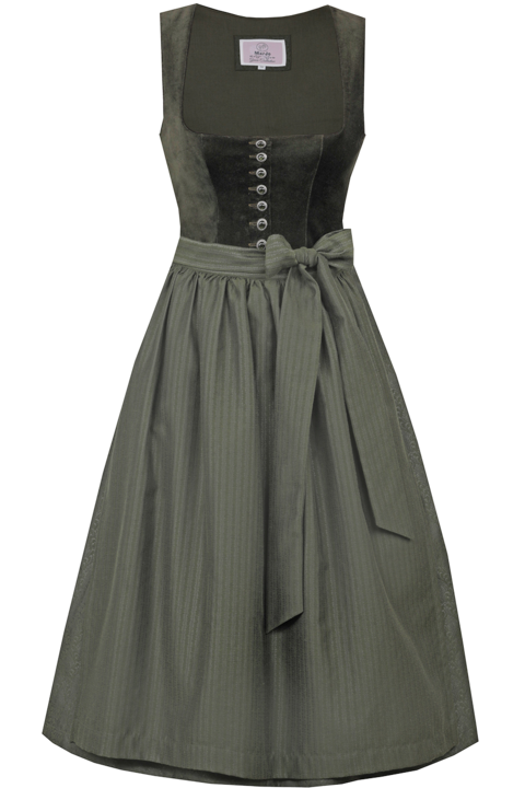 Midi-Samtdirndl oliv