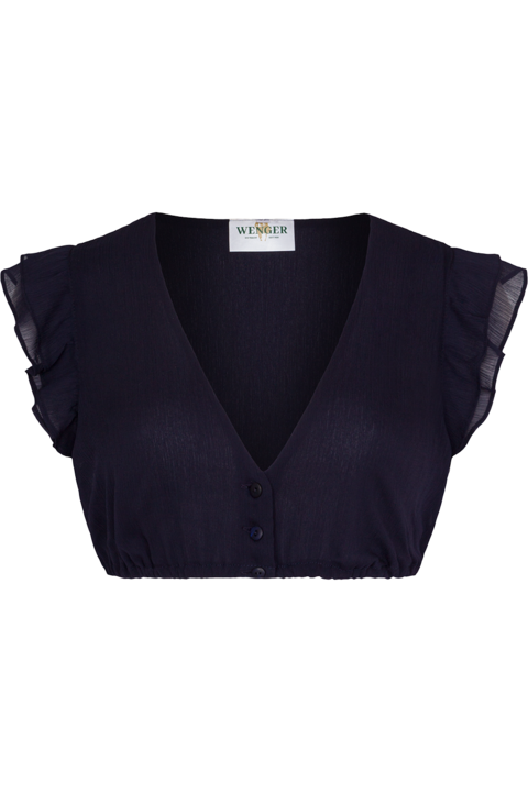 Dirndlbluse mit Flgelrmeln und V-Ausschnitt marine