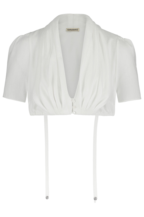 Dirndlbluse mit Schalkragen reinwei