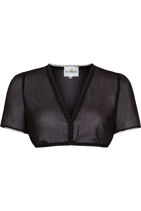 Dirndlbluse mit Kurzarm und Spitzenborte schwarz
