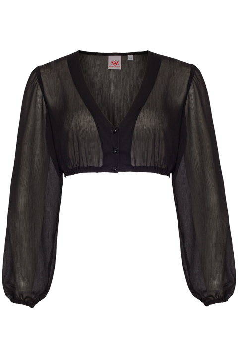 Dirndlbluse mit langen weiten rmeln schwarz