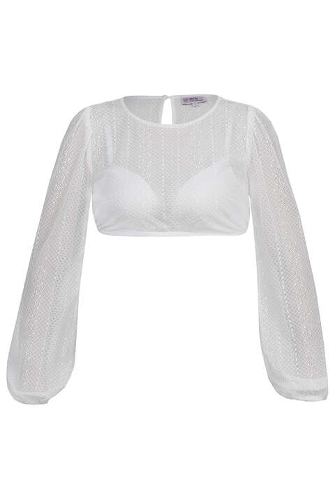 Dirndlbluse mit langen rmeln offwhite