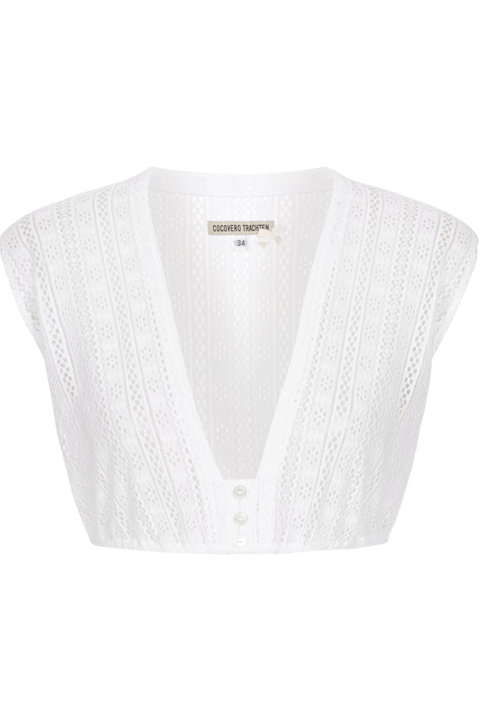 Dirndlbluse ohne Arm mit Spitzenmuster white