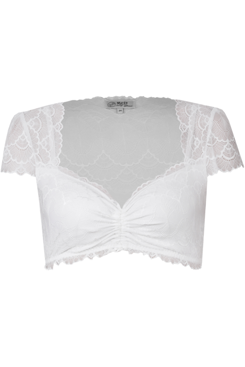 Dirndlbluse mit Flgelarm und Spitze vollelastisch offwhite