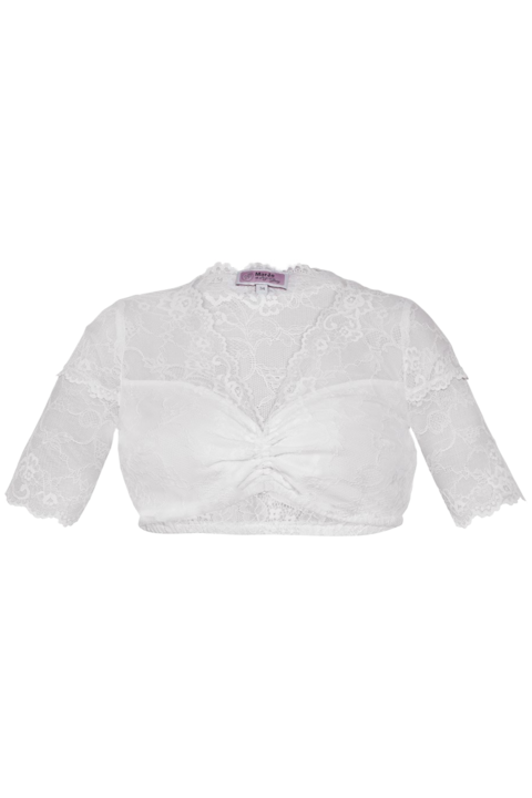 Dirndlbluse mit Spitze und halblangen rmeln offwhite