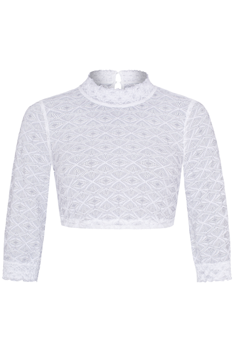 Dirndlbluse hochgeschlossen mit 3/4-Arm wei