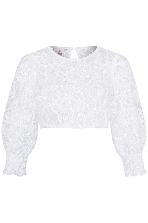 Dirndlbluse Spitze mit weitem 3/4-Arm wei