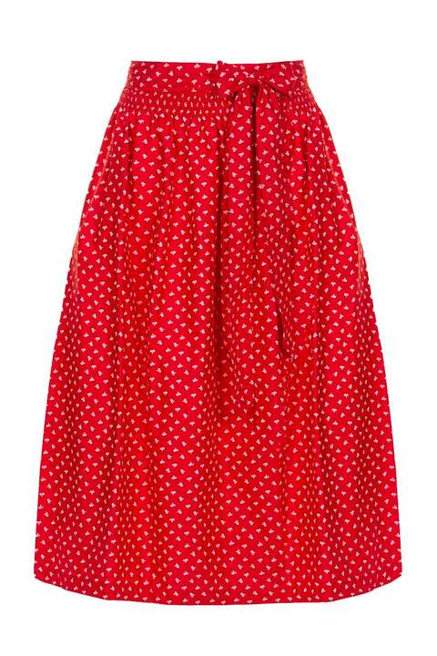 Midi-Dirndlschrze mit Blumenmuster 70 cm rot