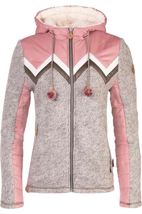 Damen-Outdoor-Jacke mit Kapuze grau rosa