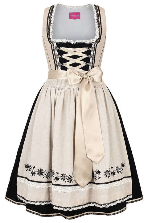 Landhaus Dirndl kurz beige schwarz