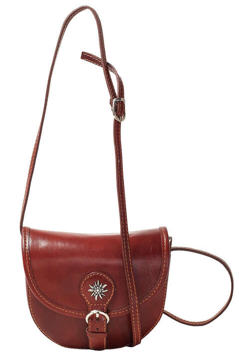 Dirndl Ledertasche mit Edelwei cognac