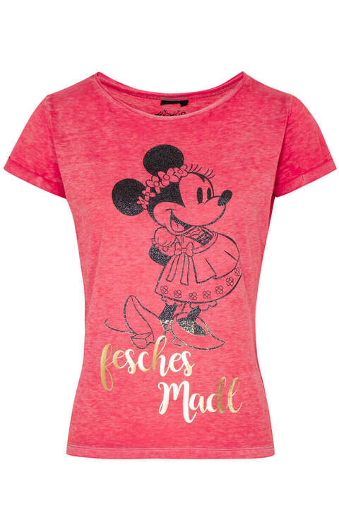 Damen Trachten-T-Shirt mit Minniemaus-Motiv rot