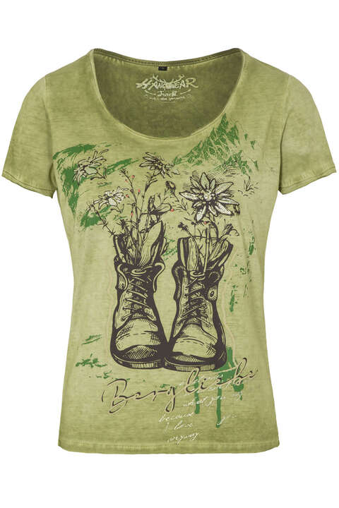Damen Trachten T-Shirt 'Bergliebe' moosgrün