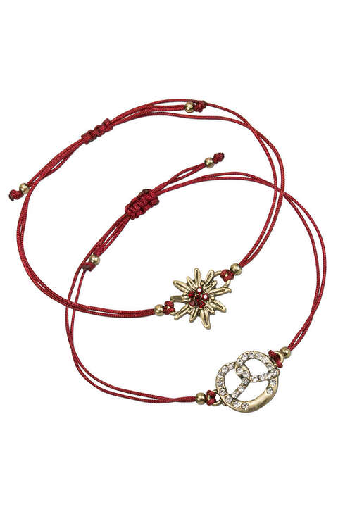 Damen Trachten Armbnder Edelwei und Breze rot