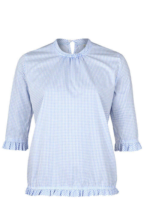 Trachten Bluse 3/4 Arm kariert hellblau