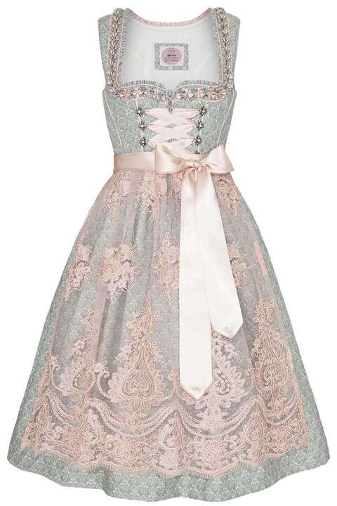 Midi-Dirndl taubenblau rosa