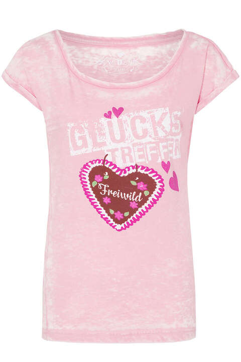 Damen Trachten T-Shirt 'Glückstreffer' rosa