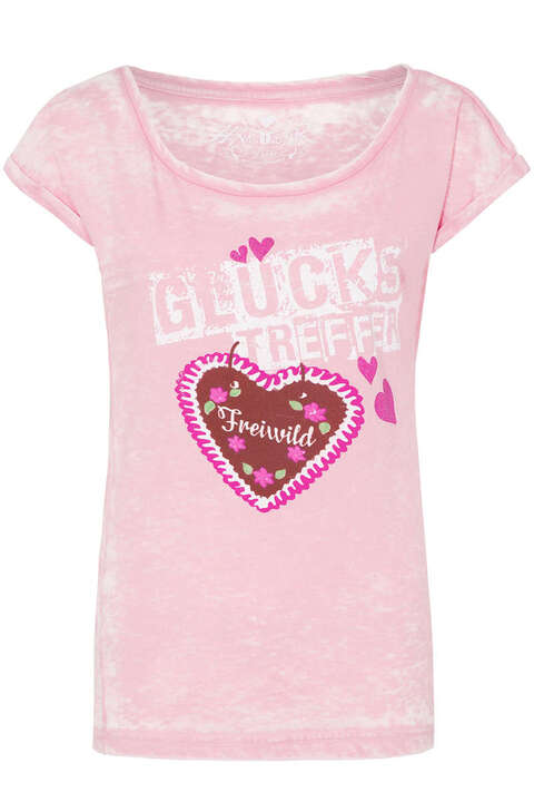 Damen Trachten T-Shirt 'Glckstreffer' rosa