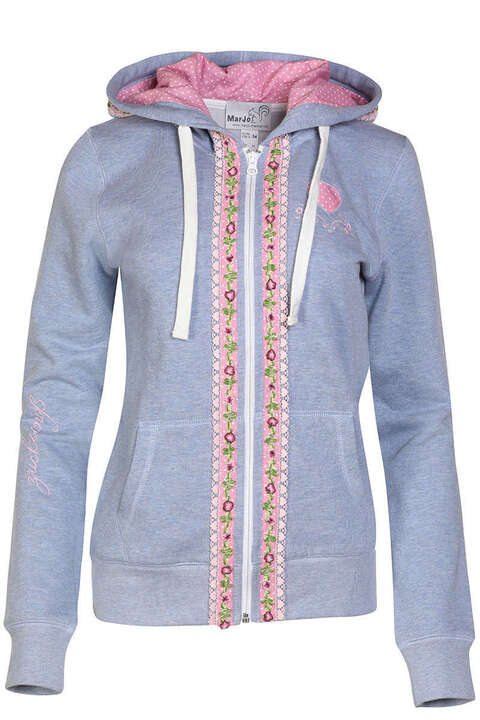 Damen Trachten Sweat-Jacke hellblau