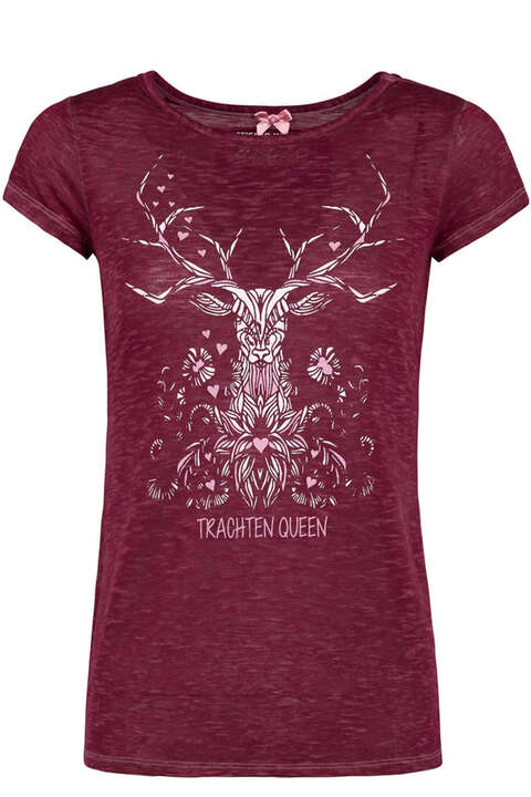 Damen Trachten-Shirt 'Trachten Queen' weinrot