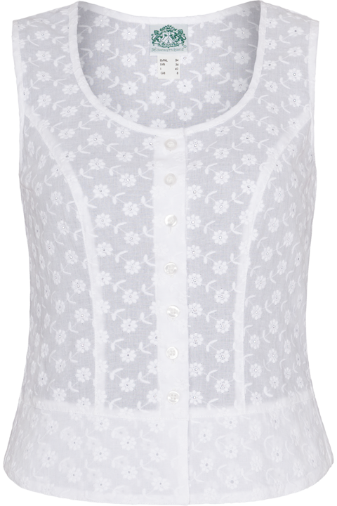 Damen Miederbluse rmellos mit Lochmuster wei