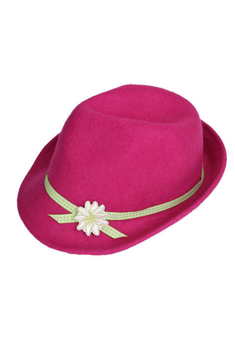 Damen Trachtenhut mit Blume pink
