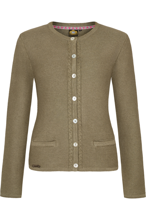 Damen Strickjacke mit Zopfstrickmuster und Perlmuttknpfen lindgrn