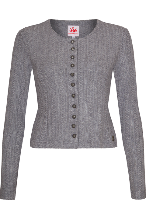 Damen Dirndljacke Zopfstrick grau