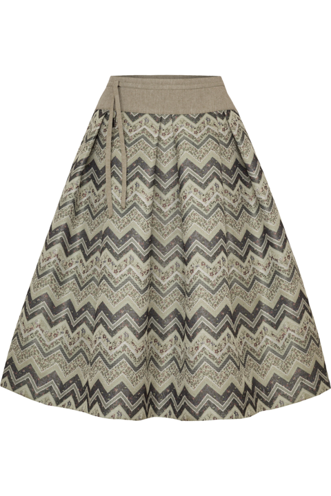 Midilanger Trachtenrock mit floralem Muster oliv