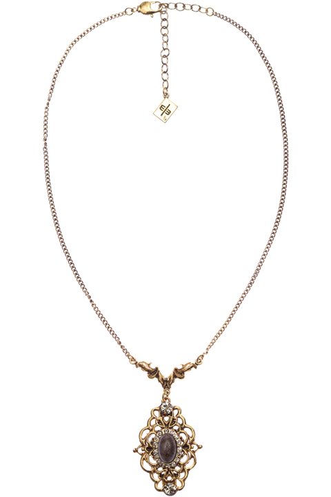 Damen Halskette mit Ornamentanhnger altgold