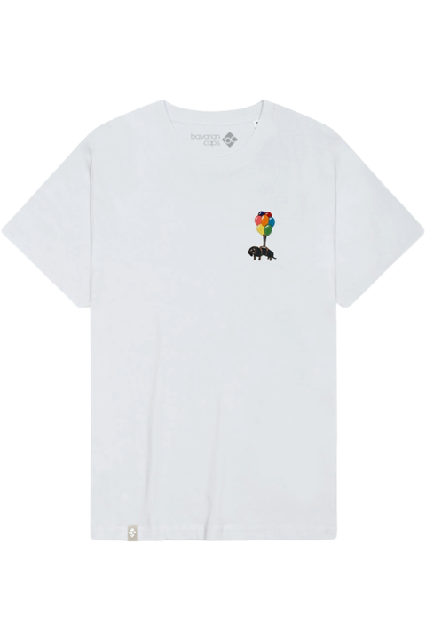 Damen T-Shirt mit Stickerei 'Dackelexpress' wei