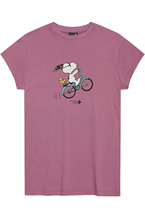 Damen T-Shirt mit Druck 'Peanuts Radln' rosa