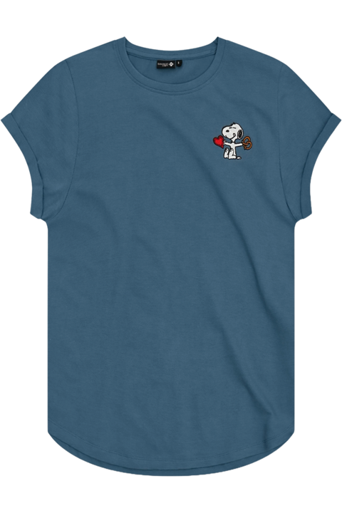 Damen T-Shirt Peanuts-Stickerei 'Peanuts Snoopy' dunkelblau