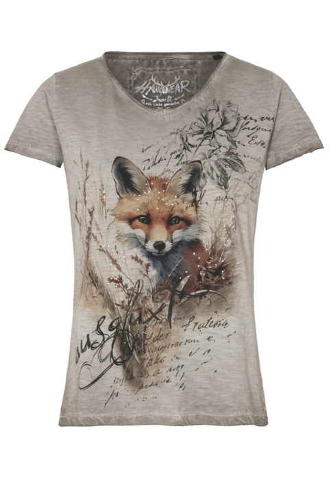 Damen Trachtenshirt 'ausgfuxt' greige