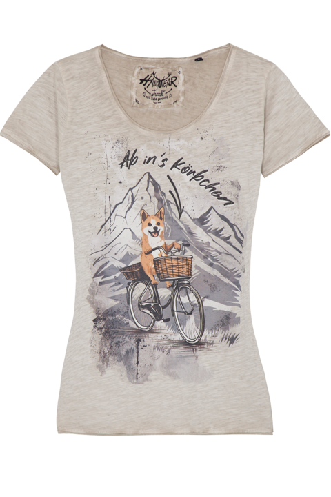 Damen T-Shirt 'Ab in's Krbchen' hellgrau
