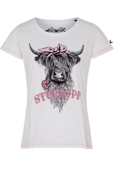 Damen T-Shirt 'Sturkopf' wei